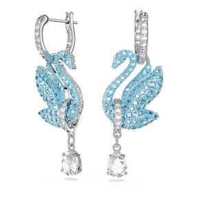 Brincos compridos Swarovski Iconic Swan, Cisne, Azuis