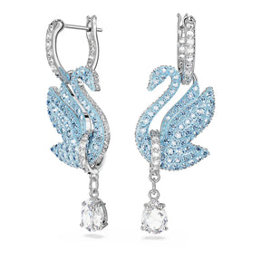 Brincos compridos Swarovski Iconic Swan, Cisne, Azuis