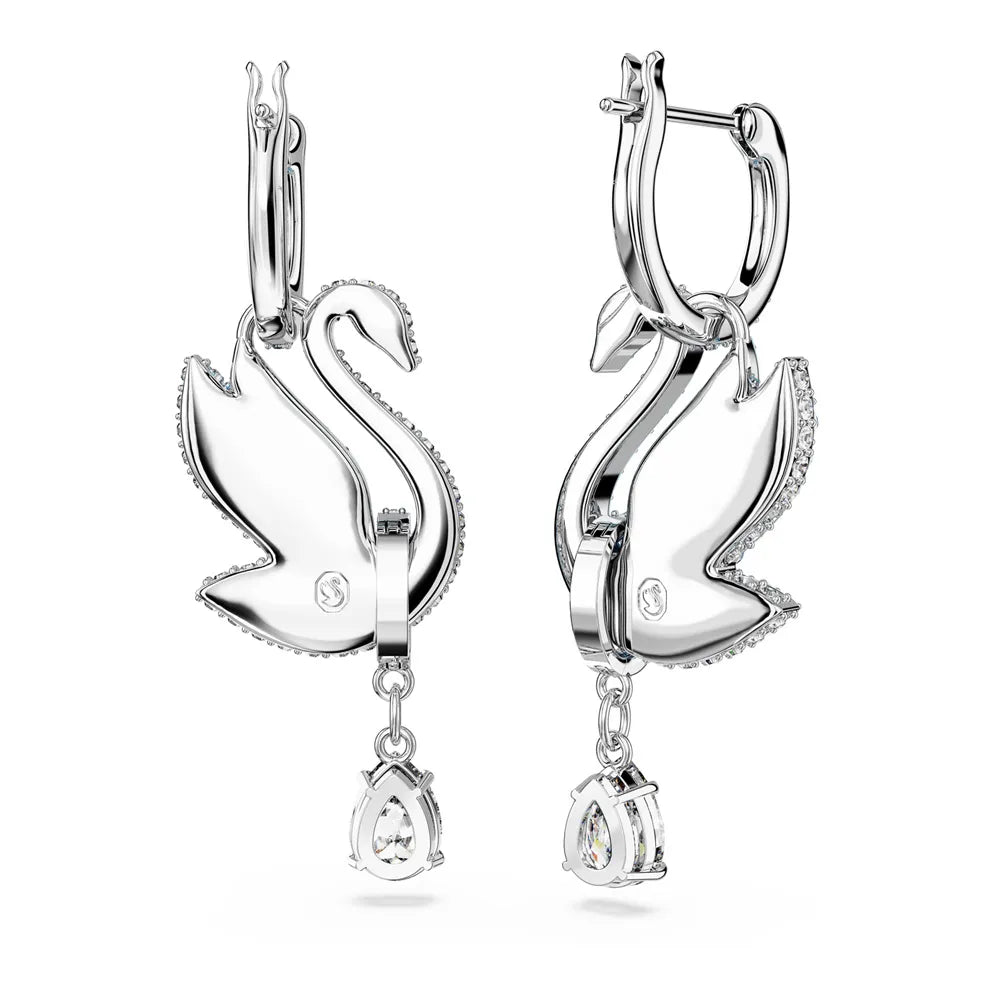 Brincos compridos Swarovski Iconic Swan, Cisne, Azuis